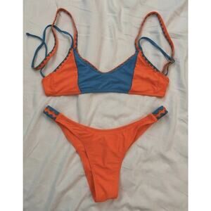 Vibrant Orange & Blue Bikini Set Size S